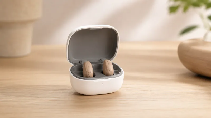 Small in-the-ear rechargeable hearing aids in charging case